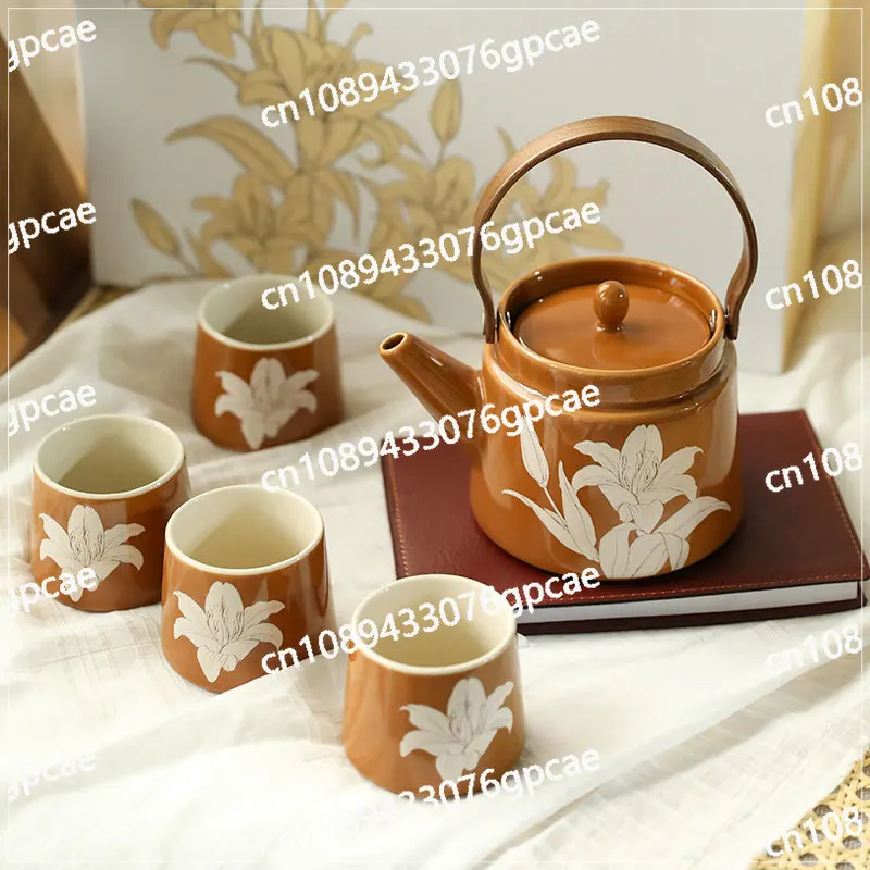 

Retro Tea Set Gift Teapot Teacup Combination Chinese Brewing Teapot with Filter Gift Box