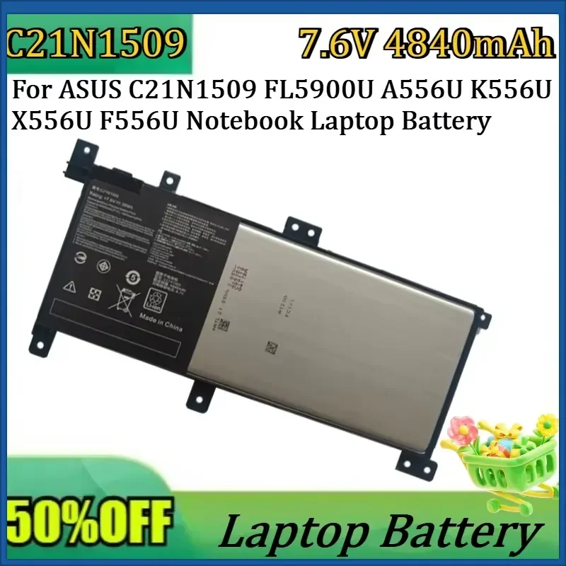 

New C21N1509 7.6V 4840mAh Rechargeable Battery For ASUS C21N1509 FL5900U A556U K556U X556U F556U Notebook Laptop Battery