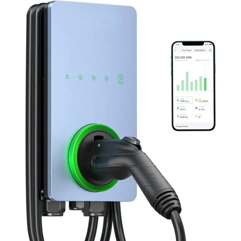 Smart Electric Vehicle Charger up to 50Amp, 240V, Car Charging Station with Level 2, Wi-Fi and Bluetooth Enabled EVSE