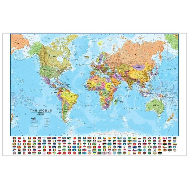Винтажный постер с картой мира, нетканая живопись, настенное искусство, украшение для офиса и дома, школьные принадлежности, дорожная карта 150x100 см на английском языке