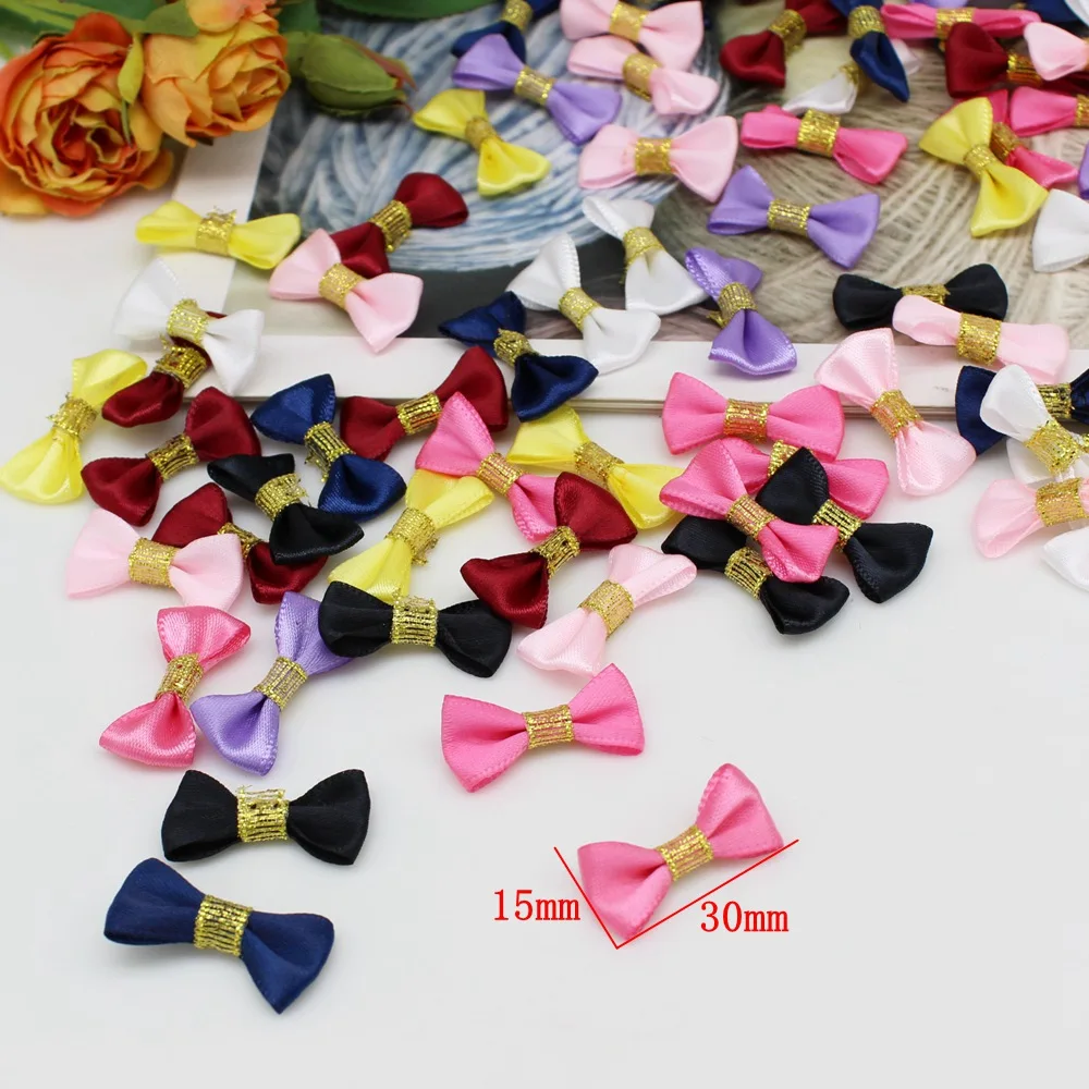 50 pcs/lot MIX Small Satin Ribbon Bows Craft bow Wedding Party Bowknot flower DIY process decoration