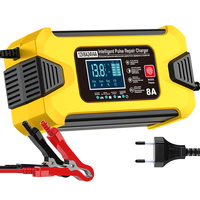12V 24V 8A 4A Battery Charger Smart Fast Charging for Car Batteries 8-Stage Charge Pulse Repair for AGM GEL WET Lead Acid