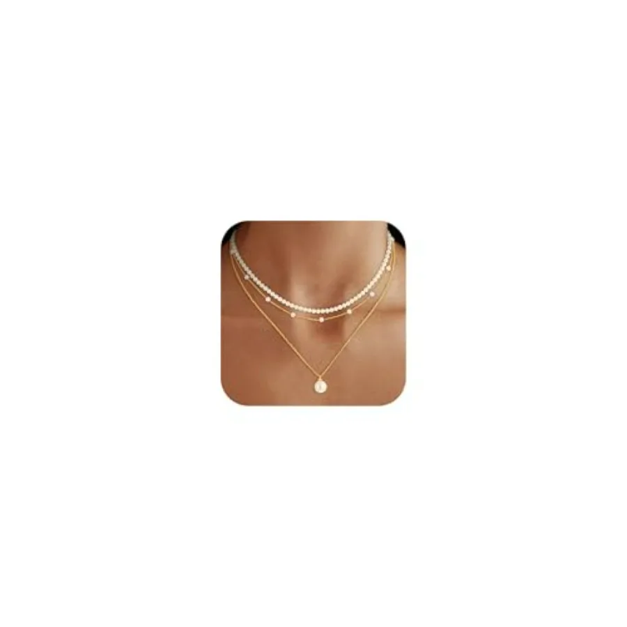 

Pearl Necklaces for Women Trendy, 18K/ Plated Layered Necklaces Dainty s Necklace and Earring Set Birthday Gifts for Mom Wife D
