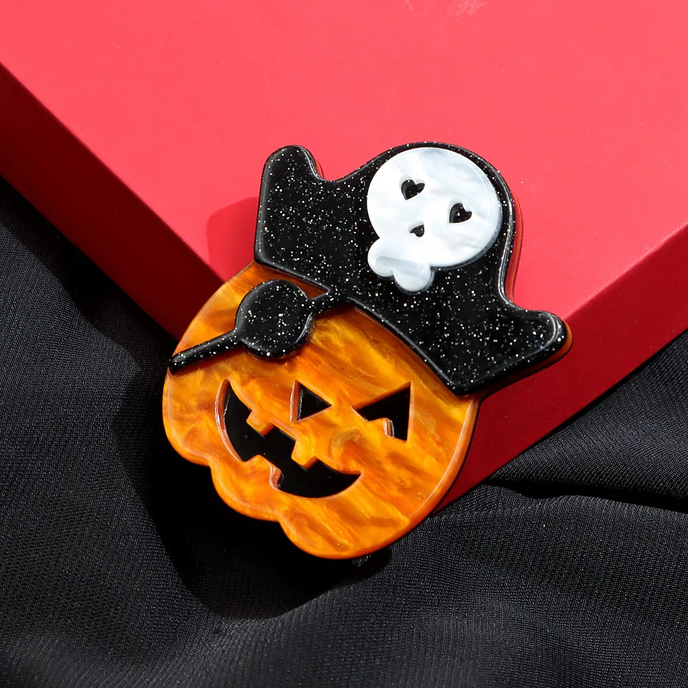 CINDY XIANG Acrylic Pumpkin Pirate Hat Halloween Brooch New Design 2024