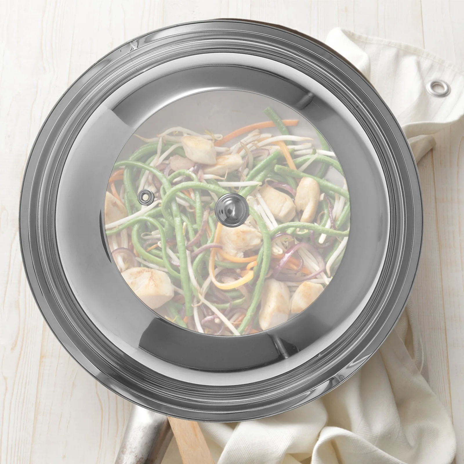 

Thickened Stainless Steel Pan Lid Heat-Resistant Anti-Scald Cooking Pot Cover Visible Glass Lid Lids Stainless Steel Pot Cover