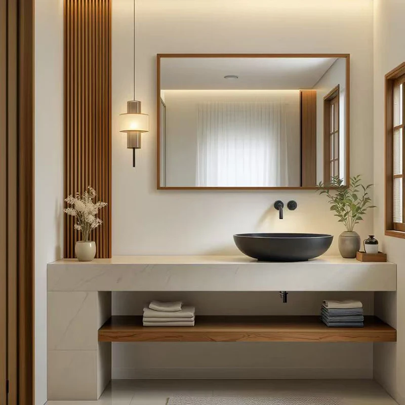Whole House Custom Bathroom Cabinet Furniture Sets Bathroom Vanity With Sink Soild Wood Timber Modern