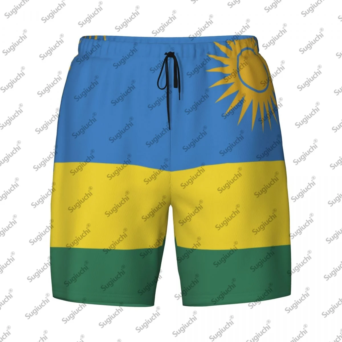 

2025 Флаг Руанды Топ с 3D принтом Мужские плавки Гавайский купальный пляж 2 в 1, быстросохнущие летние шорты для плавания с карманами
