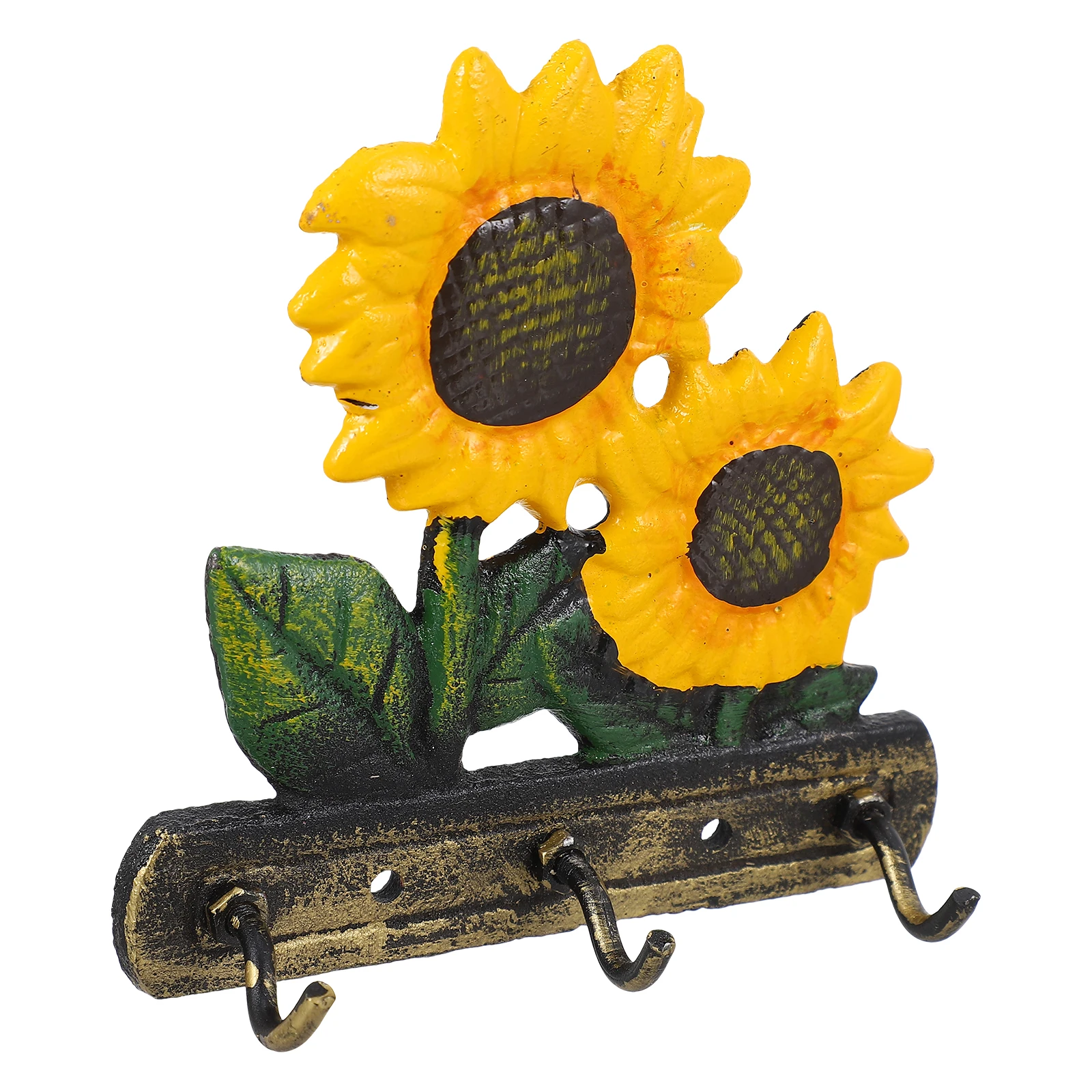 

1 pc Vintage Wall Hooks Home Decoration Hanging Bag Key Holder Sunflower Design Wrought Iron Hooks Rustic Practical Reliable