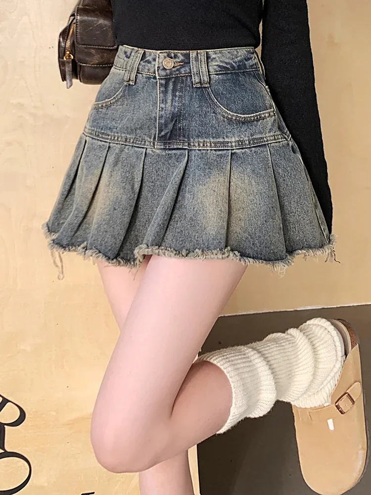 

Spring New Classic Zipper Button Fashion Female Skirts Basic XS-XL Vintage Chic High Waist Slim Casual A-line Women Denim Skirts