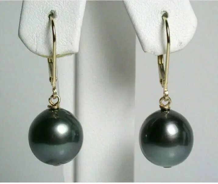 

Large quantity of AAA 9-10mm black pearl pendant earrings in 14Kp gold