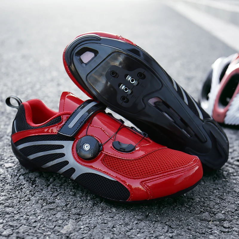 Speed Cycling Shoes for Men and Women, Breathable, Self-Locking, Road Bike, Bicycle Shoes, Rubber Sole, Athletic Racing Sneakers