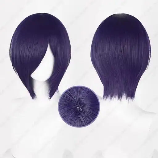 Peluca Touka Kirishima, peluca de Cosplay Toka Kirishima, 30cm, pelo corto morado oscuro, pelucas sintéticas resistentes al calor