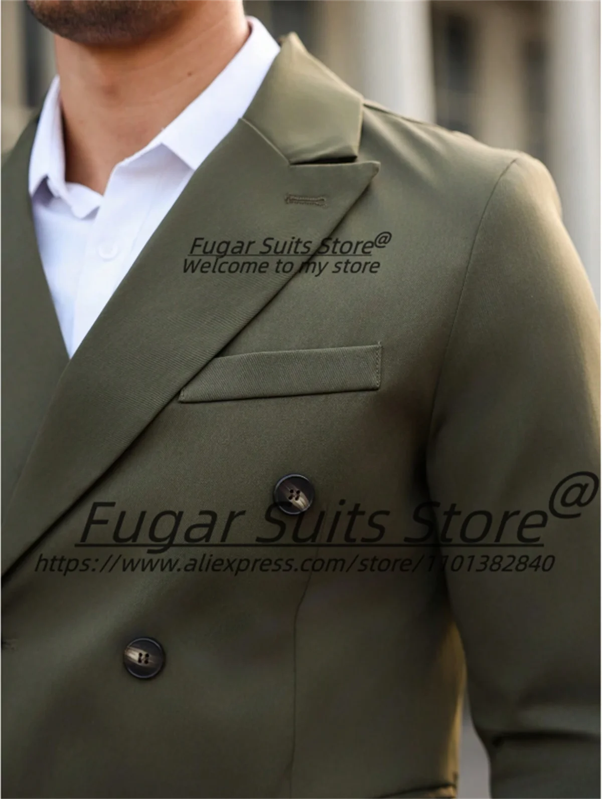 Army Green Formal Men Suits Slim Fit Double Breasted Groom Wedding Tuxedos Prom 2 Pieces Sets Handsome Male Blazers Ropa Hombre