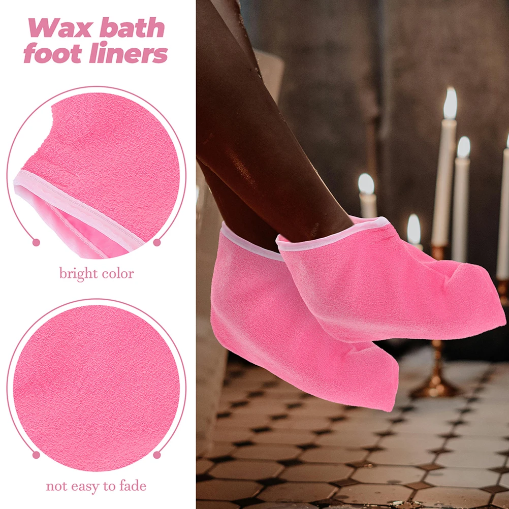 2 pares de cubiertas de para pies de parafina, calcetines hidratantes para Spa, bolsas de baño de cera, forros de terapia, calzado hidratante reutilizable para el cuidado de los pies y las manos
