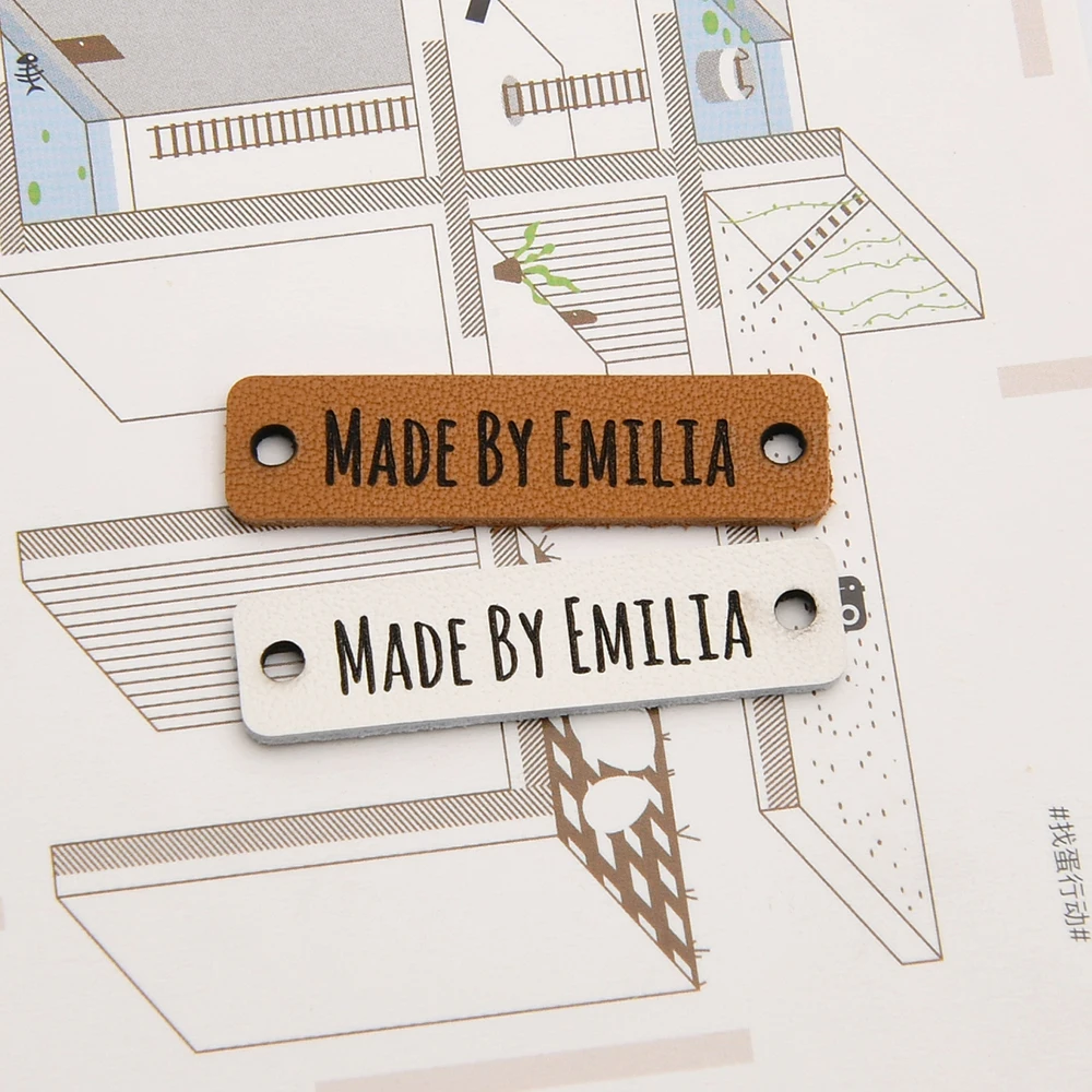 Sewing Tags, Leather Labels, Genuine Leather Knitting Labels, Tags For Handmade Items, 0.39x1.57 Inches, Laser Engraved, D573
