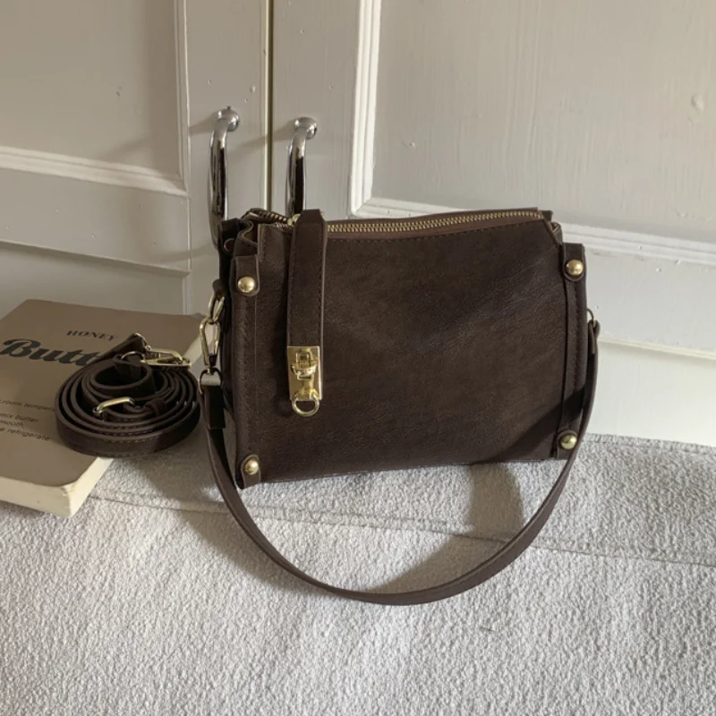 

Замшевая сумка-подушка в стиле ретро, стильная универсальная квадратная сумка через плечо/через плечо, высококачественная мини-сумка Boston, элегантная женская сумка