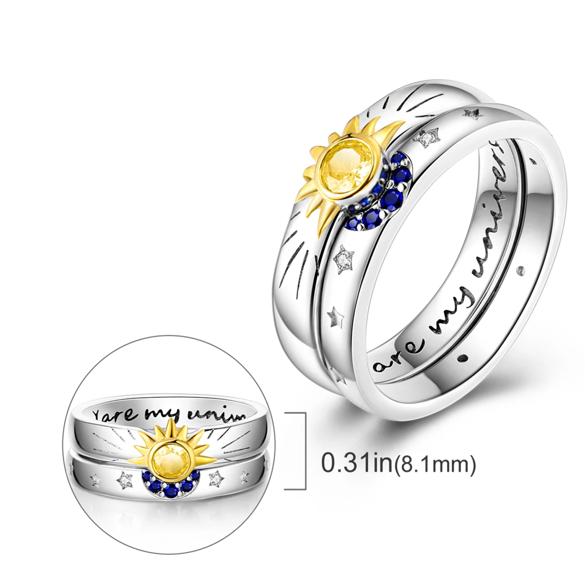 Women's 925 Sterling Silver Stackable Flower Ring, Engagement