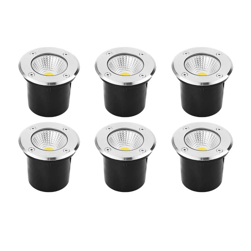 Spot lumineux LED encastrable dans le sol, conforme à la norme IP67, éclairage d'extérieur, luminaire de paysage, idéal pour un jardin, un sentier, une place publique ou une cour, 5/10/15W, 110/220V, 12V, 6 unités