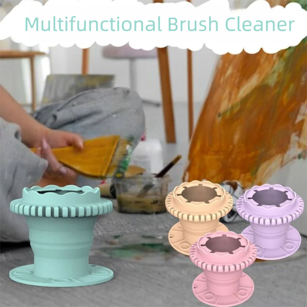 Foldable Painting Brush Washer Suction Cup Bottom Non-slip 2-in-1 Brush Holder with Hanging Hole Palette Trays