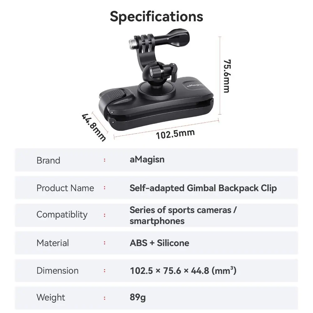 360 ° Rotation Rucksack Clip Quick Release Stabile Schulter Gurt Halterung Langlebige Gürtel Klemme für GoPro/Insta360/Osmo Tasche