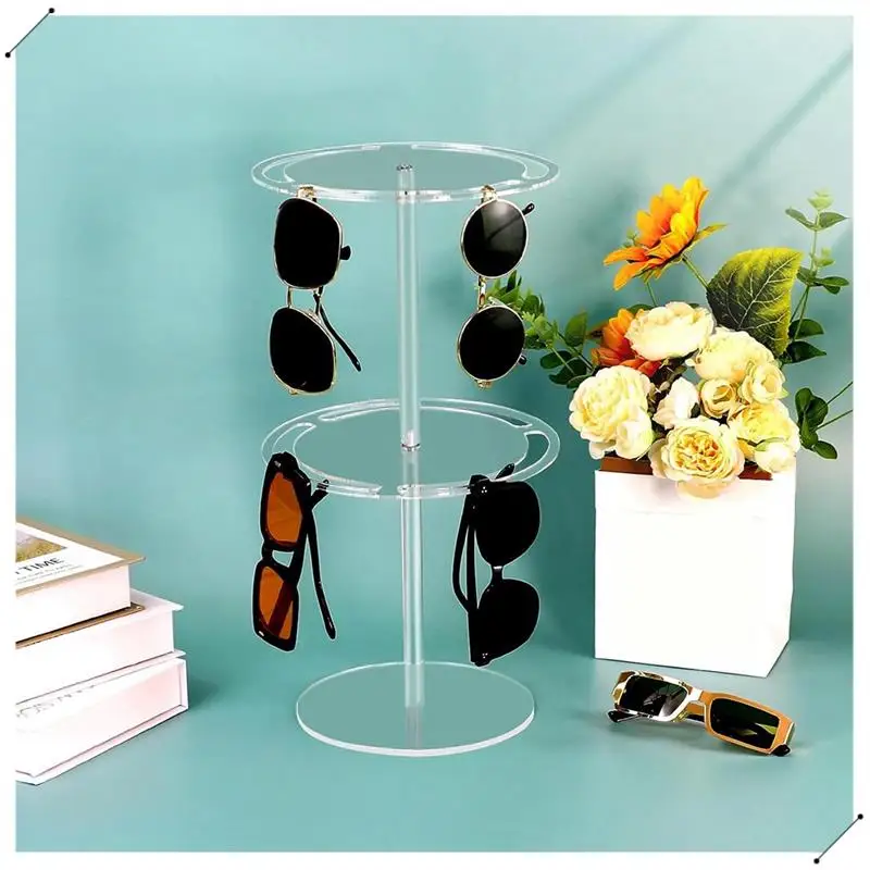 

360° Rotatable Acrylic Eyeglasses Display Stand Eyewear Storage Rack For Tabletop Sunglasses Holder Stand