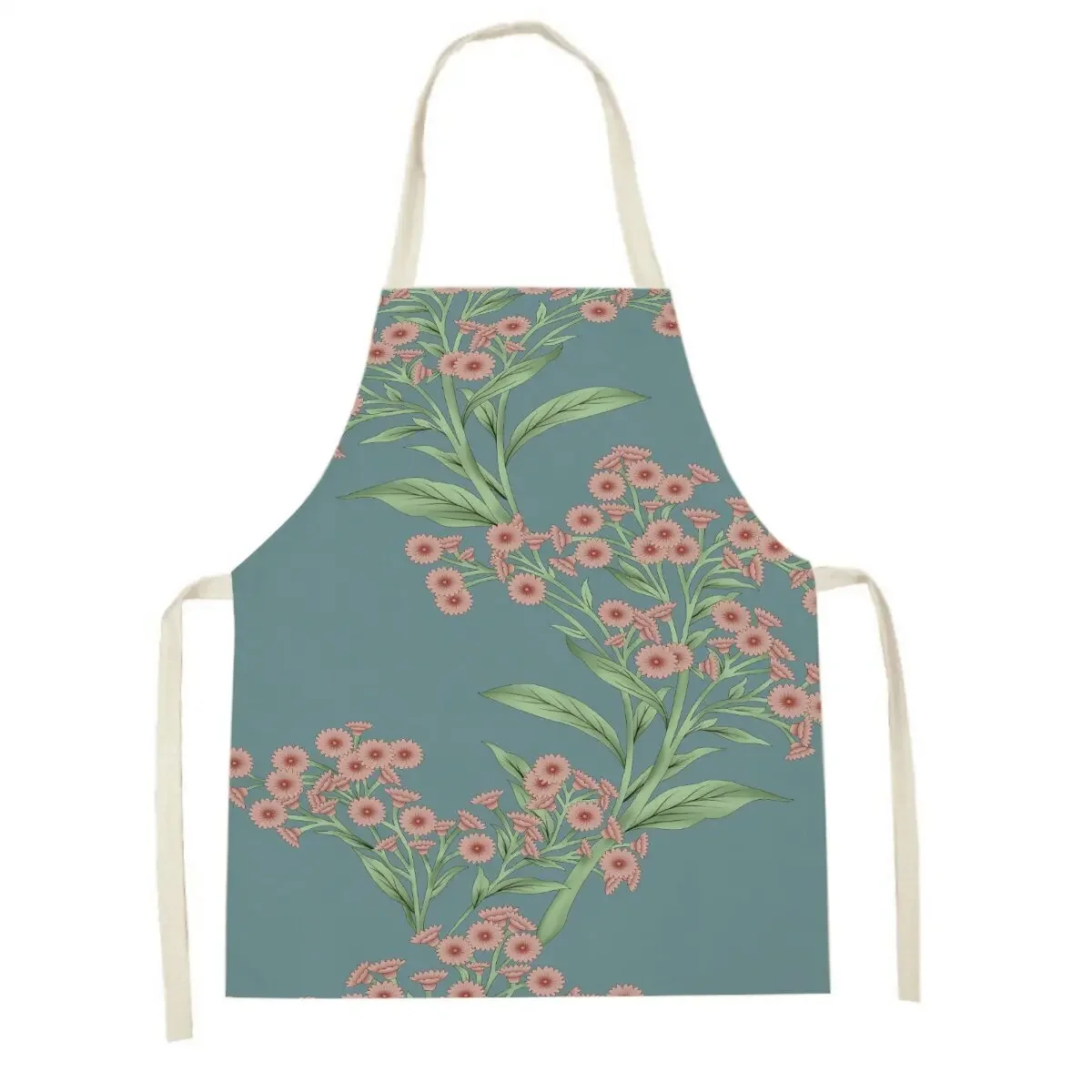 Chinese Flower Plant Kitchen Apron Clean Red Flower Leaf Aprons Home Cooking Baking Simplicity Baking Accessories Adult Kids Bib