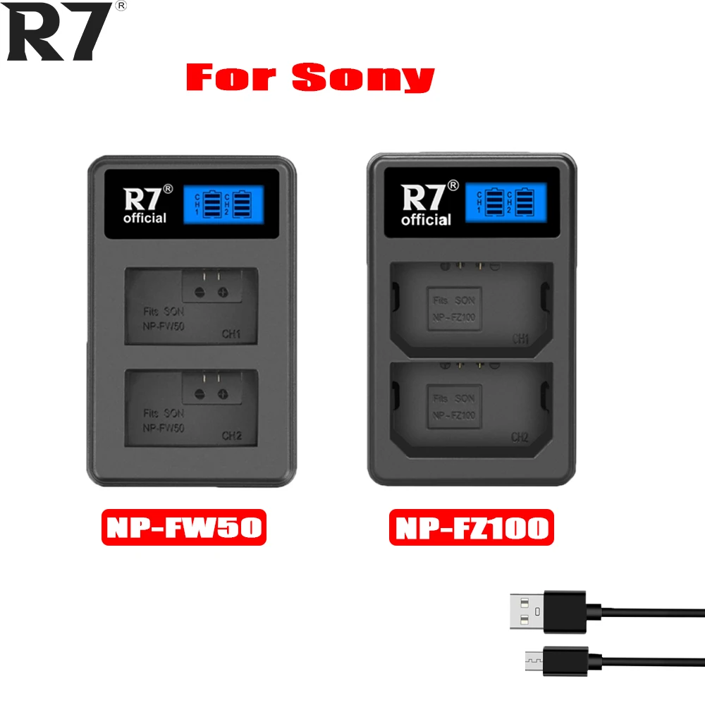 

R7 NP-FW50 NP-FZ100 fw50 fz100 camera battery charger for Sony FW50 A6000 A6400 A6300 A6500 A7 A7II for FZ100 a73 a7r3 A9 Camera