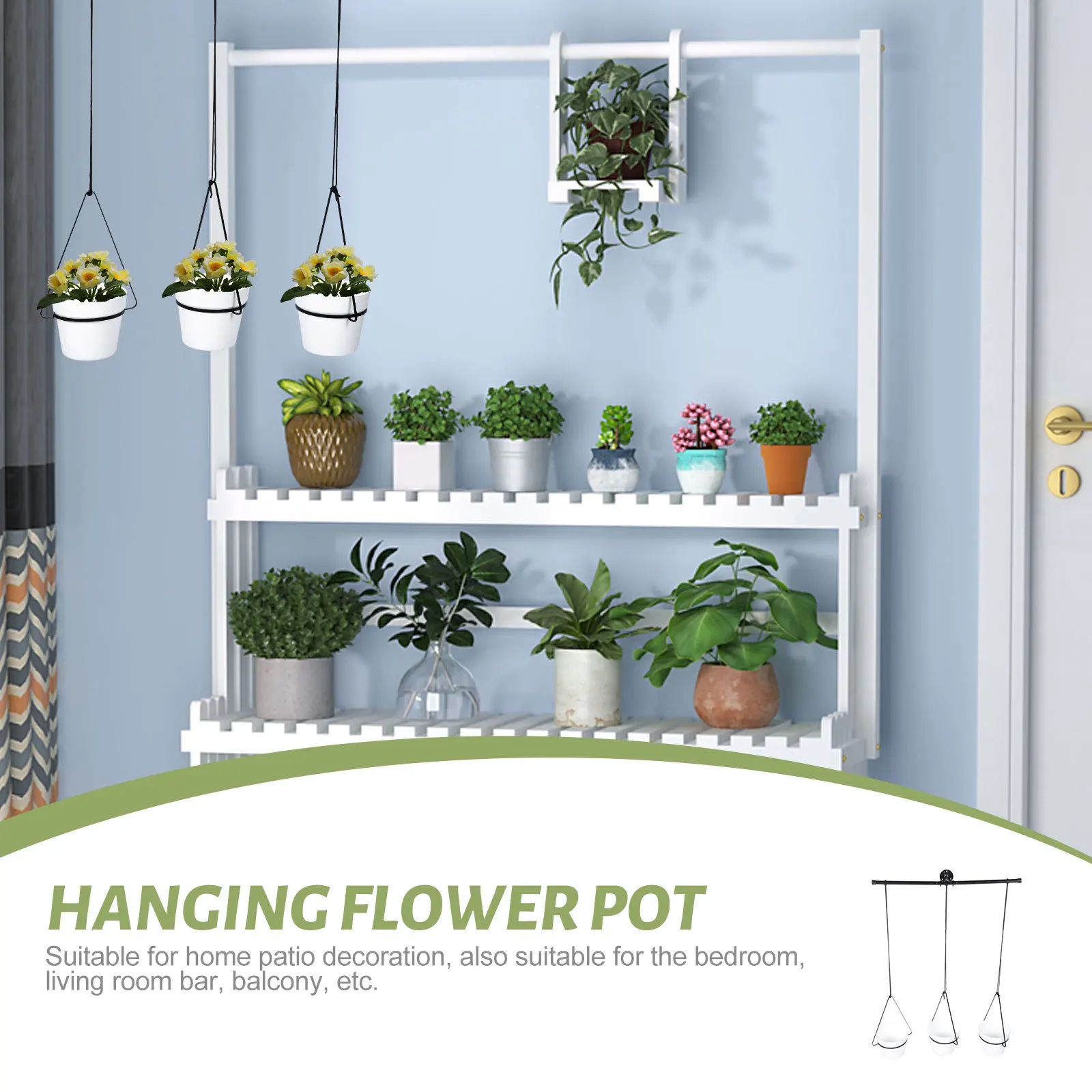 

Chic Iron Ceiling Hanging Flowerpot Rack Minimalist Design for Indoor Garden Space Saving Living Room Balcony Bedroom Decor
