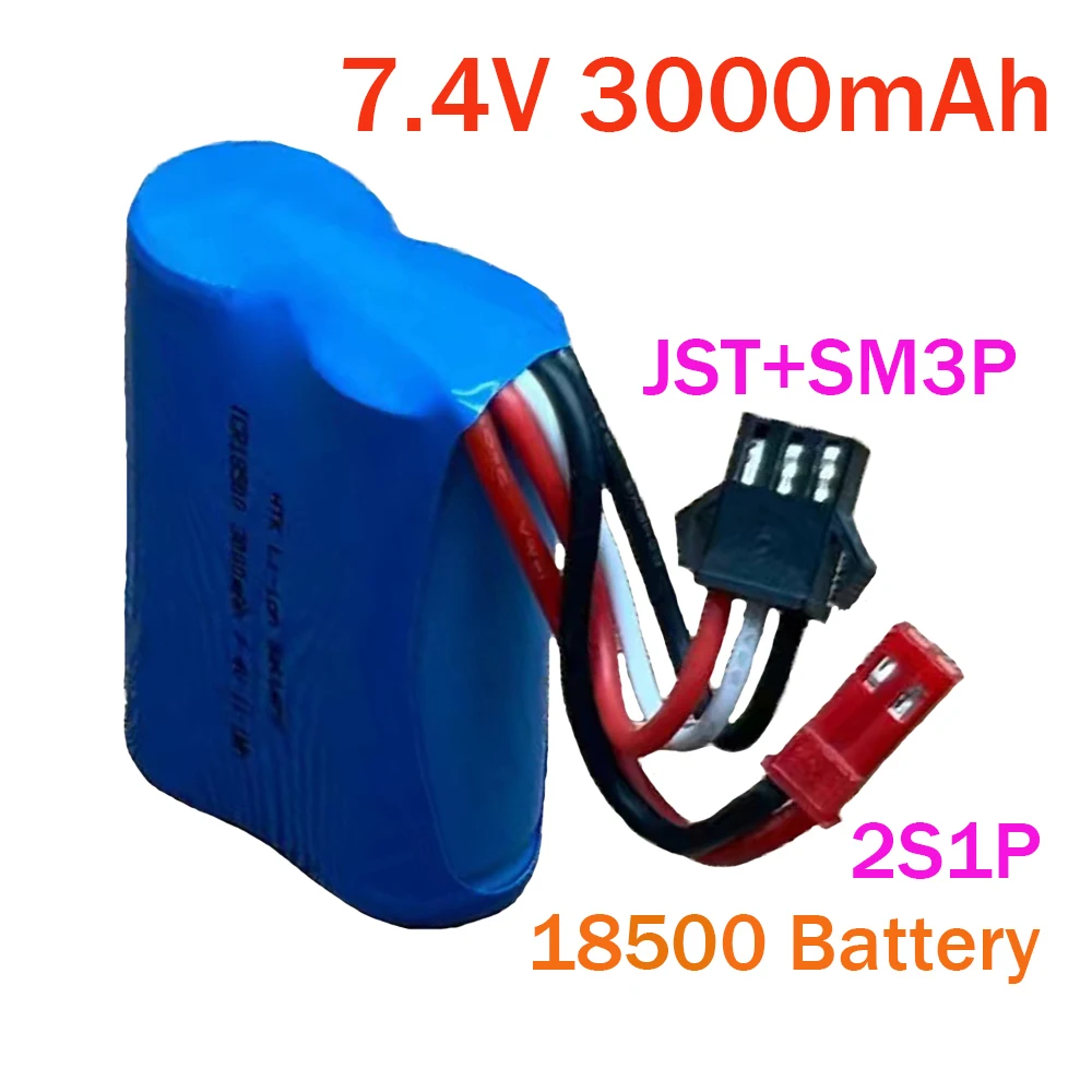 Batteria ricaricabile da 7,4 V 18500 3000 mAh ad alta velocità adatta per batteria per auto ad alta velocità per veicoli fuoristrada con telecomando