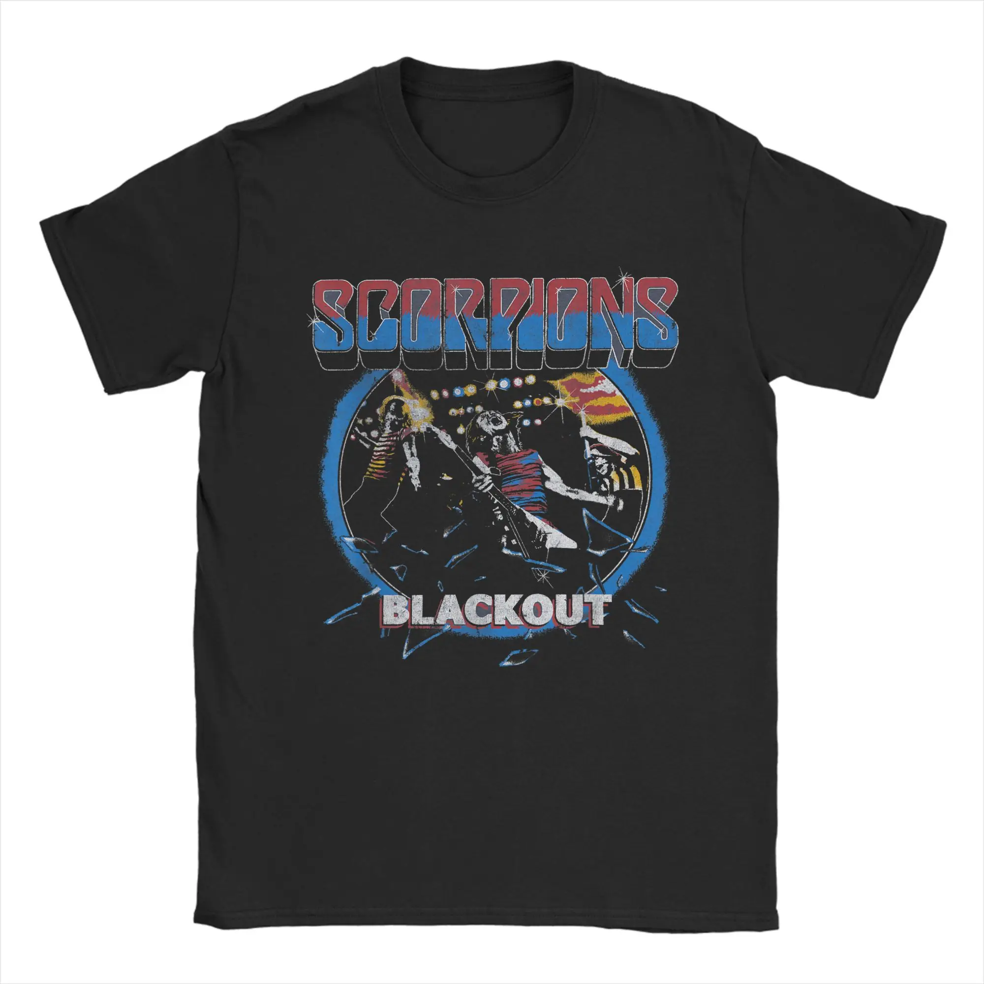 Casual T Shirt Summer Scorpions Blackout Live Popular T-Shirts Scorpions Rock Band Cotton Tee Shirt for Men Short Sleeve Tees
