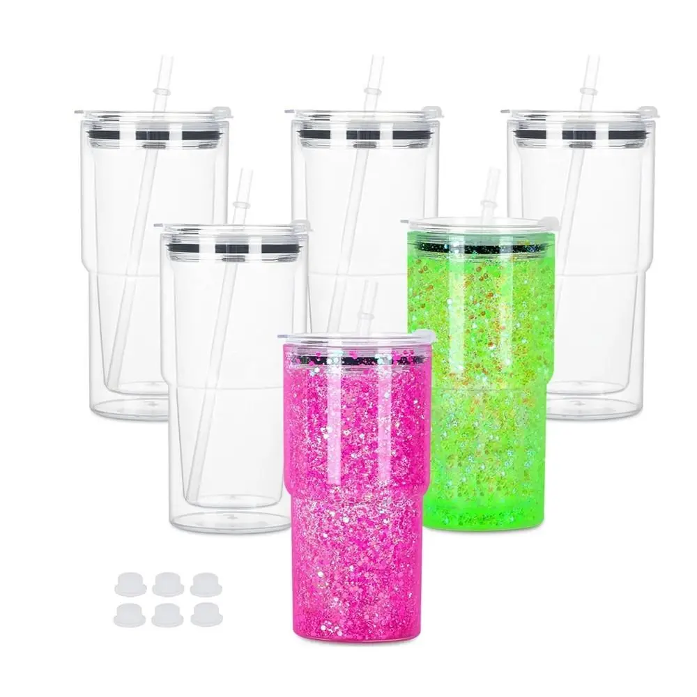 

DIY 18oz Capacity Mason Jar Cups Reusable Break-Resistant Water Bottles Double Layers Snow Globe Tumbler Holiday Gifts