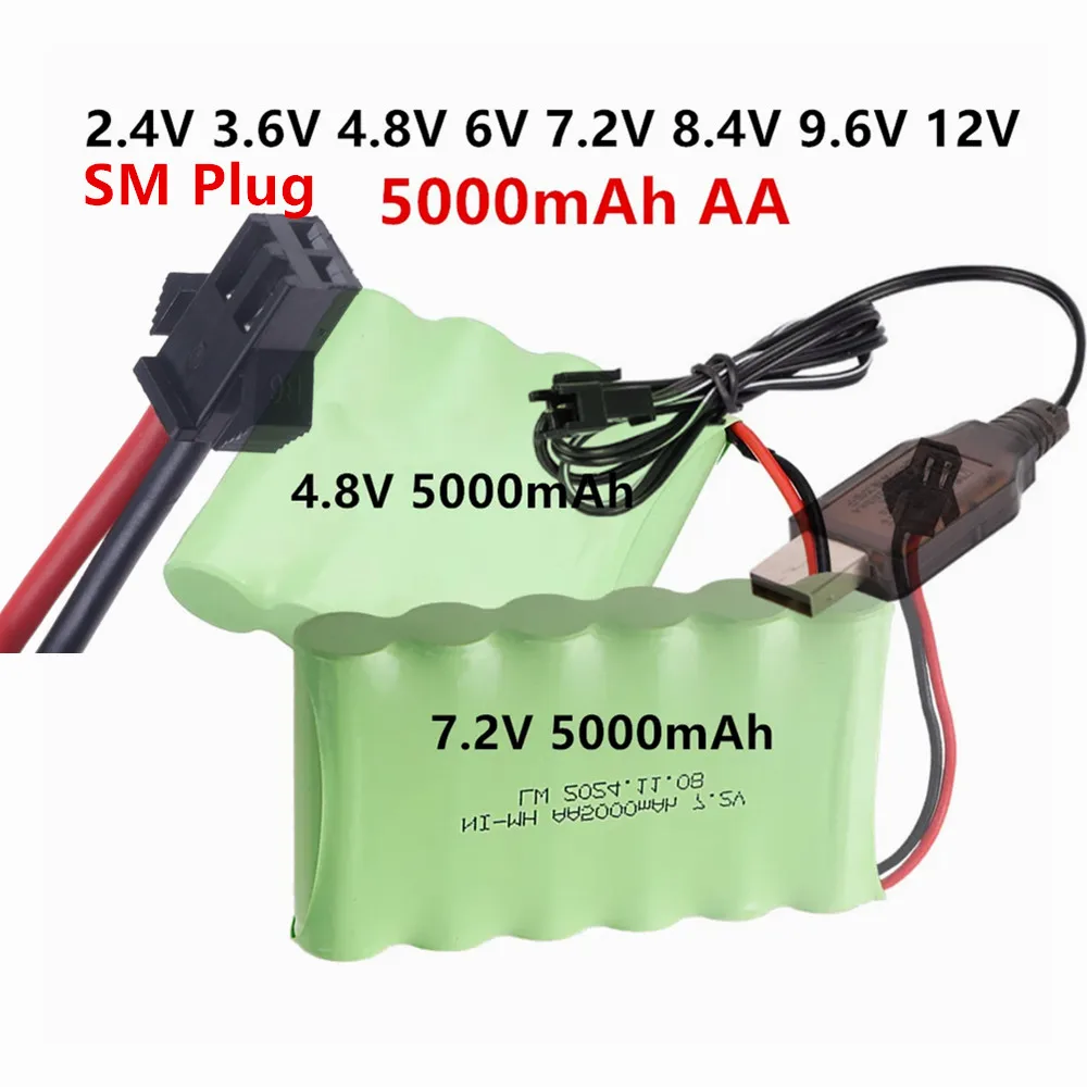3.6V/4.8v/6v/7.2v/8.4V/9.6v 5000mAh Rechargeable Battery or Nimh AA Battery Pack For Rc toys Cars Tanks Robots Guns Boats