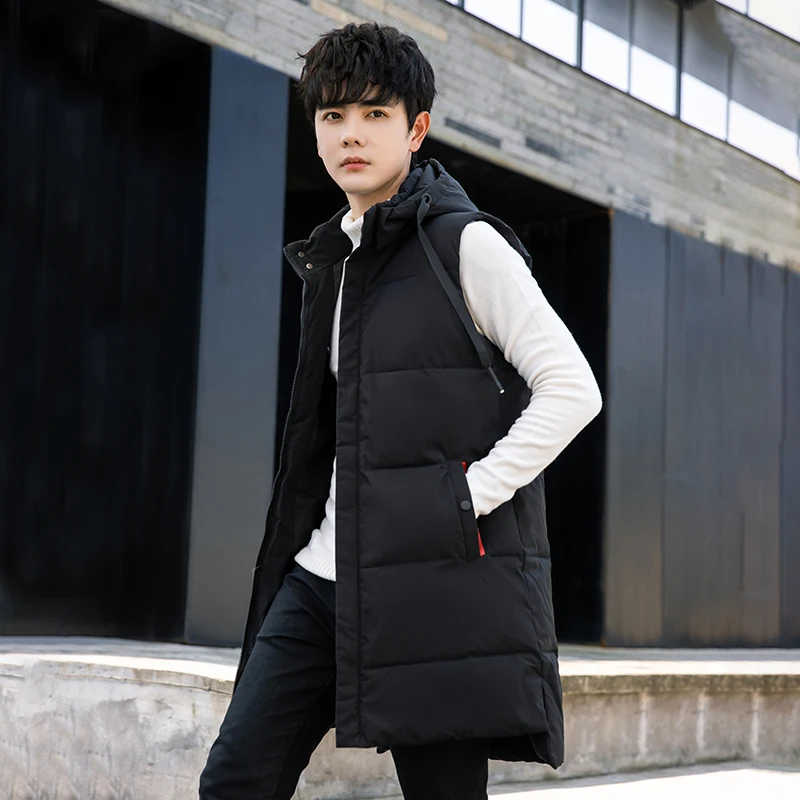 Длинный теплый мужской повседневный трендовый жилет без рукавов с капюшоном, новый рабочий жилет, мужской спортивный жилет высокого качества, модный жилет на открытом воздухе, куртка