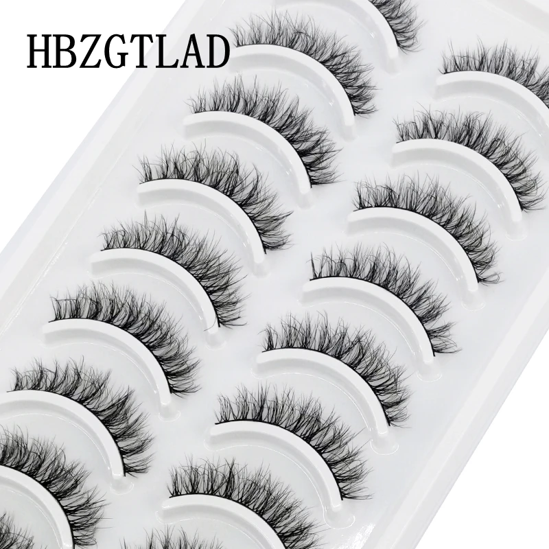 HBZGTLAD 10 pares de pestañas postizas largas naturales 3D pestañas postizas cruzadas suaves y esponjosas pestañas de Manga maquillaje de extensión de pestañas naturales tenues