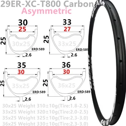 [CBA29XC-SL] Asymmetric 310g 30x25 30x30 33x25 35x25 36x25 29er Carbon rim mtb bike HooklessTubeless XC 29er carbon mtb rims