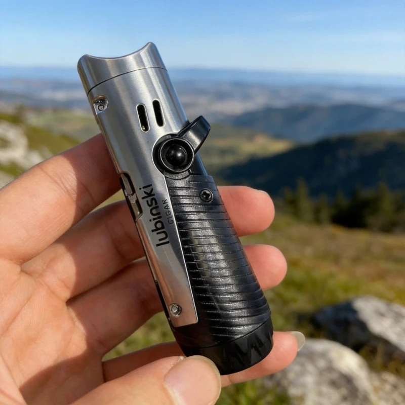 

LUBINSKI Portable Creative Metal Gas Turbo Lighter Outdoor Windproof Torch Jet Lighters with Cigar Special Tool Men's Gift