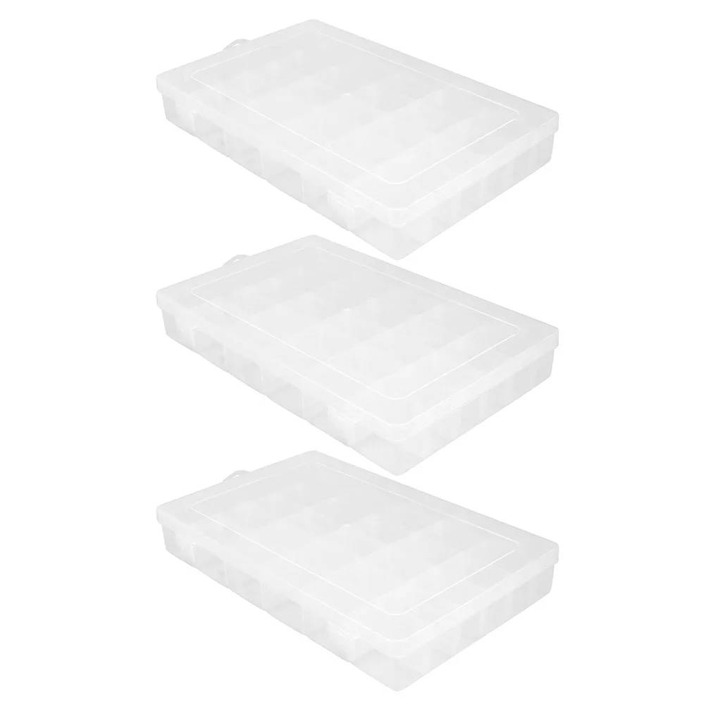 

3pcs Rectangular Storage Box Lightweight Jewelry Beads Nail Art Container Multi Purpose Portable Case for Small Items