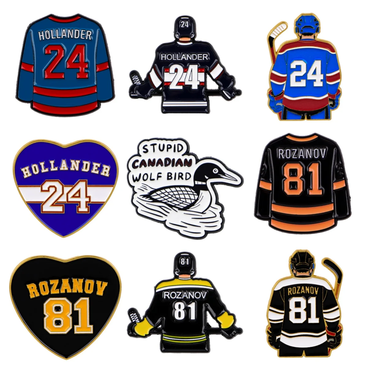 Eishockey-Trikot-Spieler Emaille-Anstecknadeln Kanadische TV-Serie Revers-Pin Abzeichen für Rucksack Kleidung Accessoires Modeschmuck Geschenke