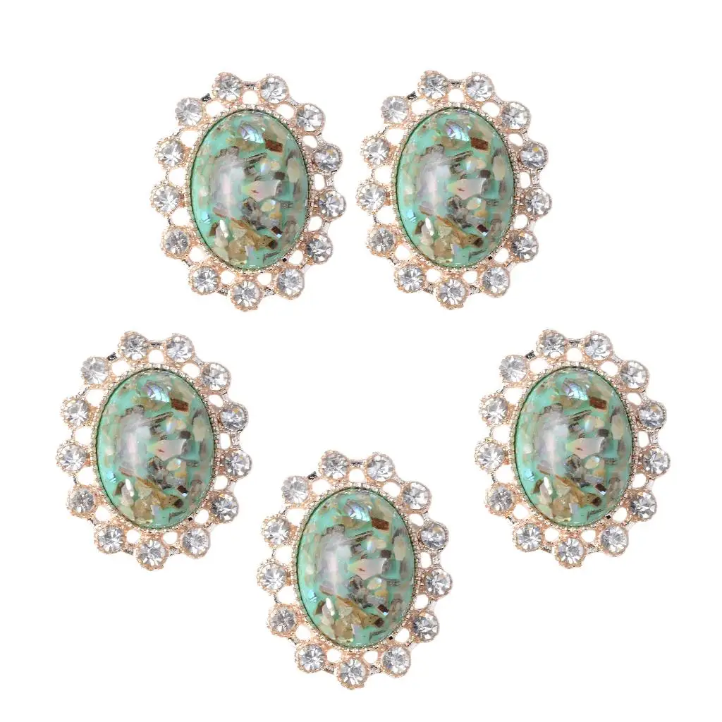 5 Acrylic Crystal Flatback Buttons DIY Jewelry Making Findings Green