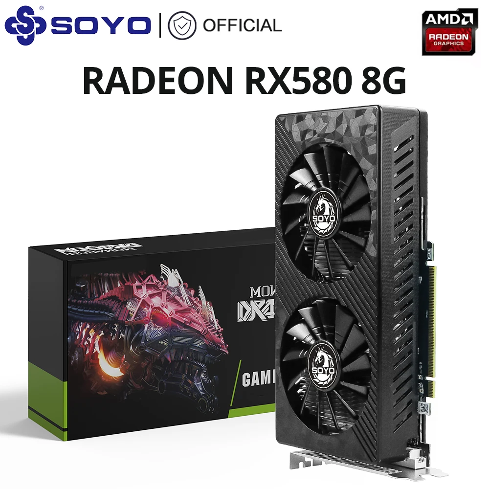 SOYO AMD Redaon RX580 8G Graphics Card GDDR5 Memory 256Bit White