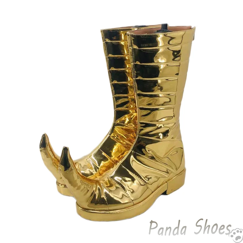 JoJo\'sBizarreAdventure Dio Brando Cosplay Shoes Anime Long Golden Boots DIO Cosplay Costume Prop Shoes for Halloween Party