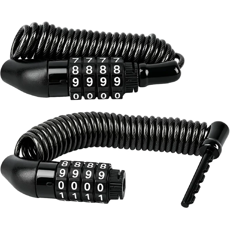Motorcycle Helmet Lock, Resettable 4-Digit Code, Cable Bike Lock
