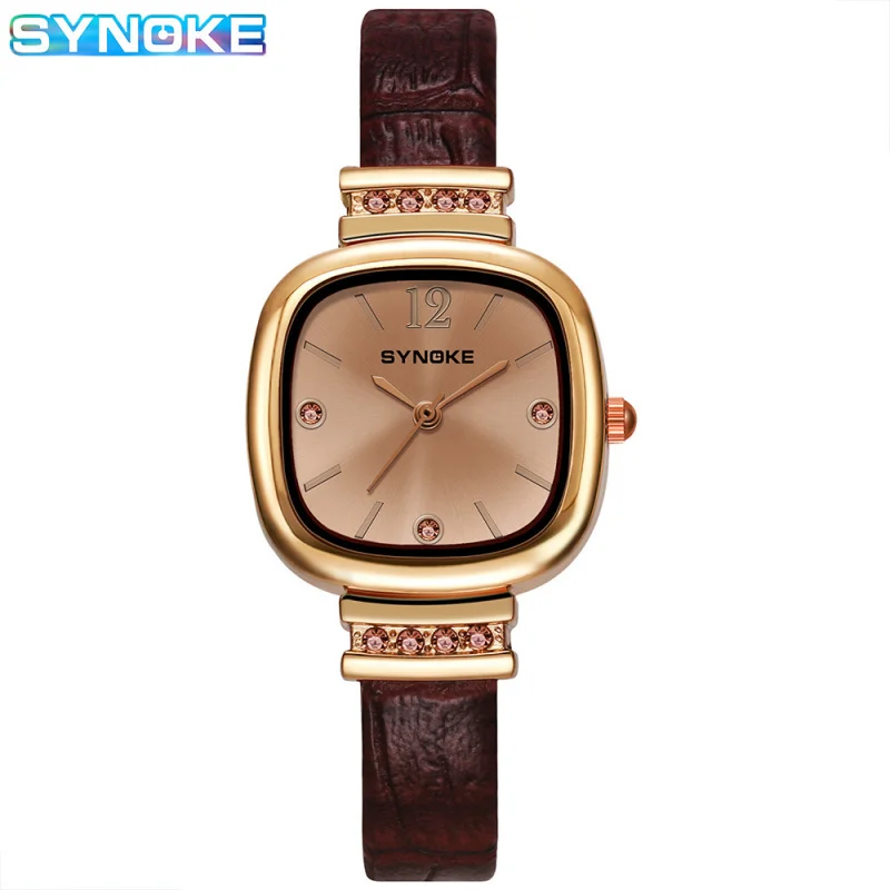 Goodssynoke-reloj de cuarzo para mujer, reloj de lujo suave, Retro, artístico, Simple, temperamento, estudiante, cinturón cuadrado, moda