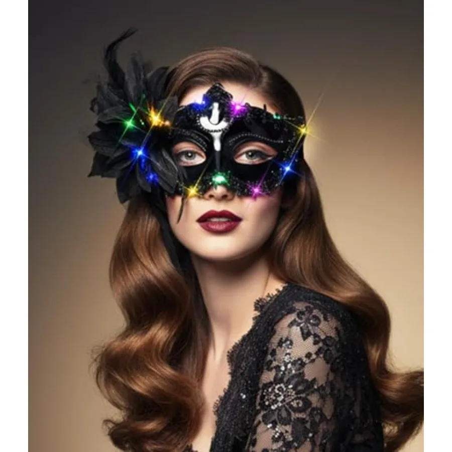 Masquerade Mask for Women Light Up Flower Masks Cosplay for lady Prom Mardi Gras Bar Evening Accessory,Mysterious mask for women
