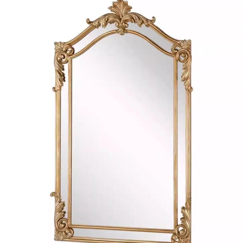 French retro bathroom mirror carved desktop vanity vanity mirror wall hanging European fireplace decorative mirror bathroom