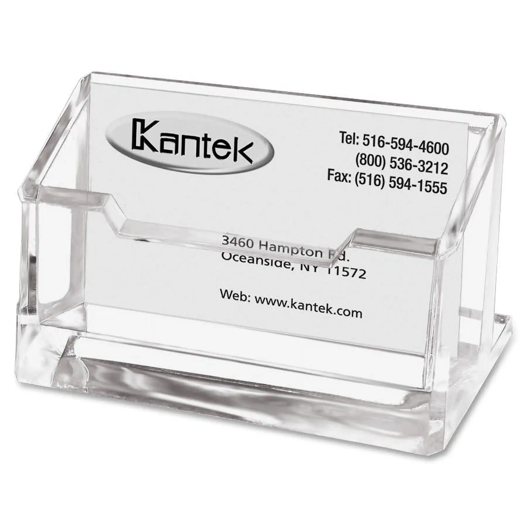 Kantek Clear Acrylic Business Card Holder, Fits 80 Business Cards, 4-inch x 1.87-inch x 2-inch