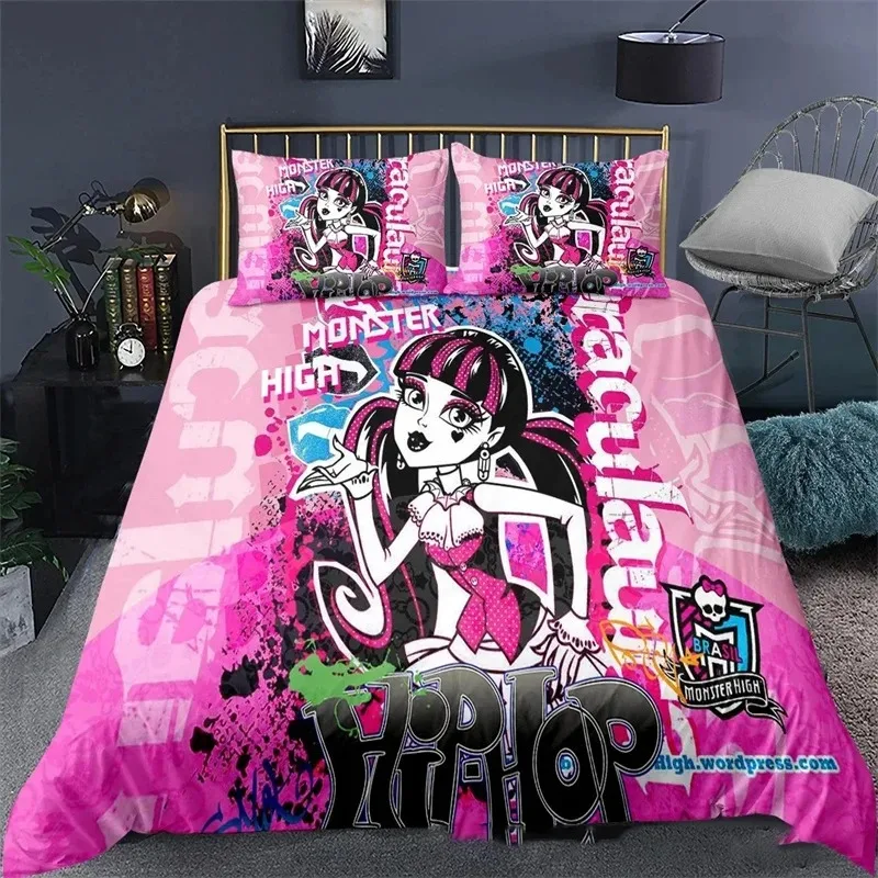 3D Print Monster High Bedding Set,Duvet Cover Comforter Bed Set Quilt Cover Pillowcase,King Queen Twin Size Boys Girls Adults