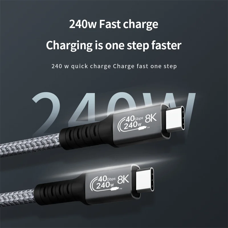 USB4 Thunderbolt 4 Cable PD 240W USB C to Type C Fast Charging Cable 8K@60Hz 40Gbps Data Sync Cord For iPhone 15 Macbook Pro