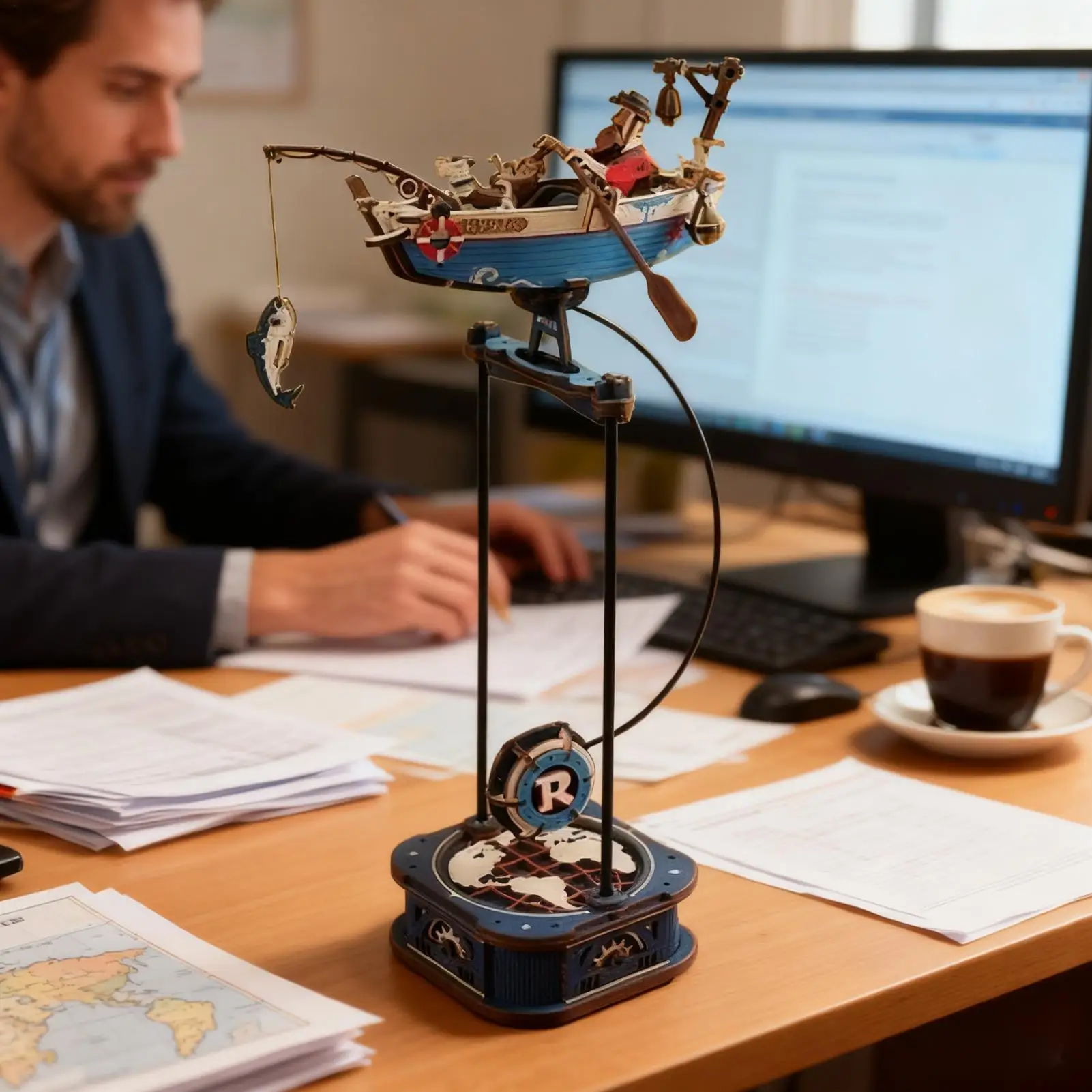 3D Wooden Puzzles Wooden Educational Interactive Aircraft Fisherman Puzzle Swing Model Kit For Kids Living Room Study Desktop