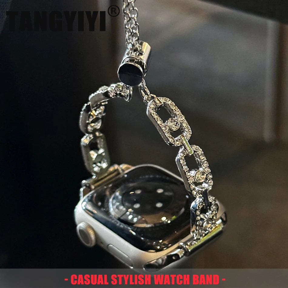 

Роскошный блестящий ремешок с бриллиантовой отделкой для Apple Watch Series S11/10/9/8/7/6/5/SE/Ultra, ремешок для iWatch 49/46/45/44/42/41/40/38 мм